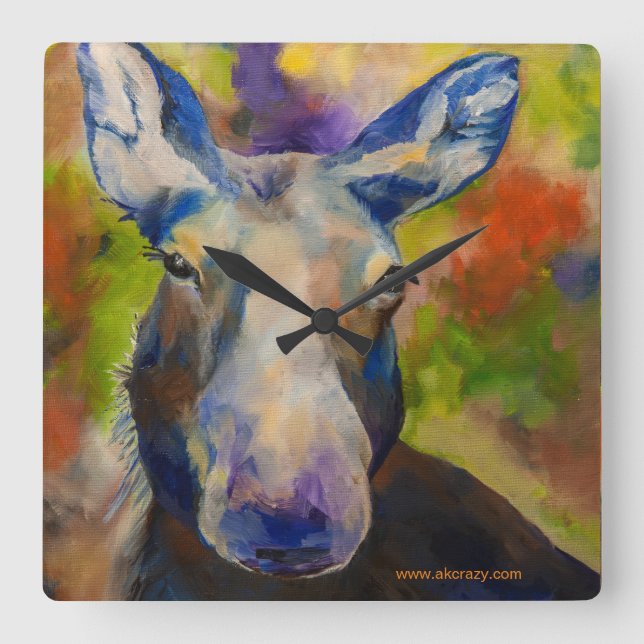 Mr. Moosey Moose Square Wall Clock (Front)