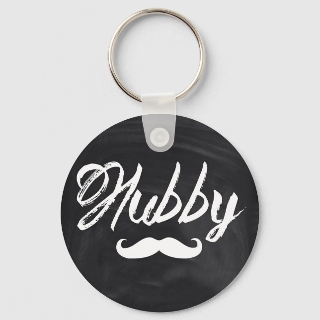 Mr Moustache Groom Honeymoon hubby Key Ring (Front)