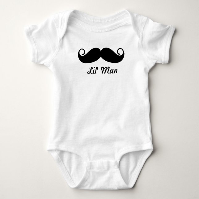Mr. Moustache Hipster Pattern Baby Bodysuit (Front)