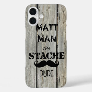 Mr. Moustache Hipster Pattern iPhone 16 Plus Case