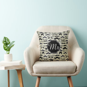 Mr. Moustache Hipster Pattern Cushion