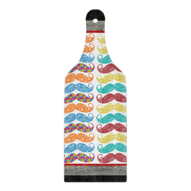 Mr. Moustache Hipster Pattern Cutting Board (Front)