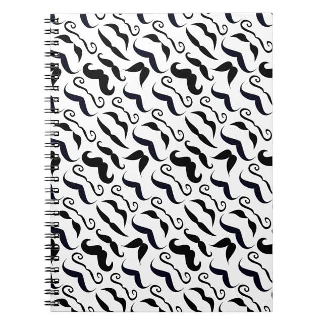 Mr. Moustache Hipster Pattern Notebook (Front)
