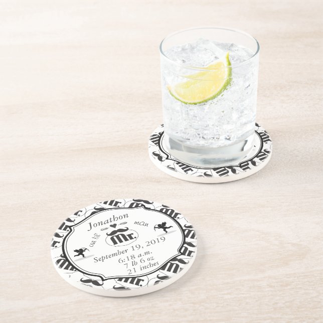 Mr. Moustache Lil Man Baby Boy Stats Coaster (Side)