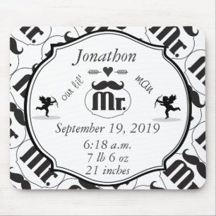 Mr. Moustache Lil Man Baby Boy Stats Mouse Pad