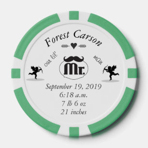 Mr. Moustache Lil Man Baby Boy Stats Poker Chips