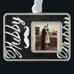 Mr Moustache newlywed Groom Honeymoon hubby Silver Plated Framed Ornament<br><div class="desc">Mr Moustache newlywed Groom Honeymoon hubby gifts.</div>