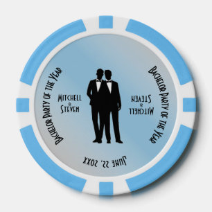 Mr. & Mr. Bachelor Party Blue Poker Chips