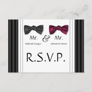 Mr & Mr Bow Ties & Pin Striped RSVP Card