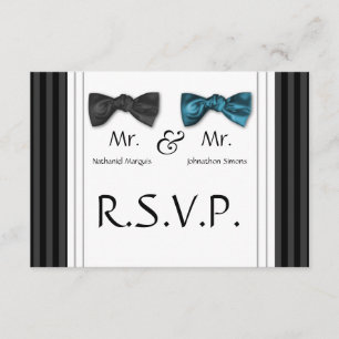 Mr & Mr Bow Ties & Pin Striped RSVP Card