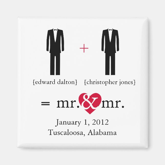 Mr &  Mr Do the Math Save the Date Magnet (Front)