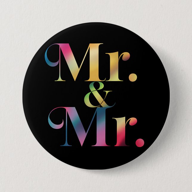 Mr. & Mr. Gay Bachelor Party Gay Marriage  7.5 Cm Round Badge (Front)