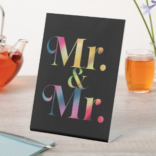 Mr. & Mr. Gay Bachelor Party Gay Marriage Pedestal Sign