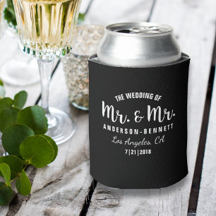 Mr. & Mr. Gay Couple Wedding Favour Custom Colour Can Cooler