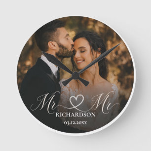 Mr & Mr Heart Wedding Photo Clock