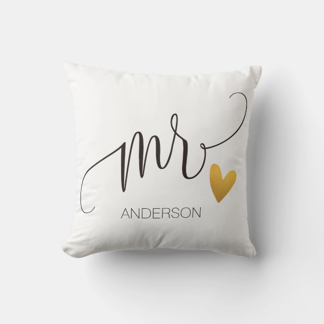 Mr.|Mr.& Mrs.| Calligraphy|Personlized Wedding-2 Cushion (Front)