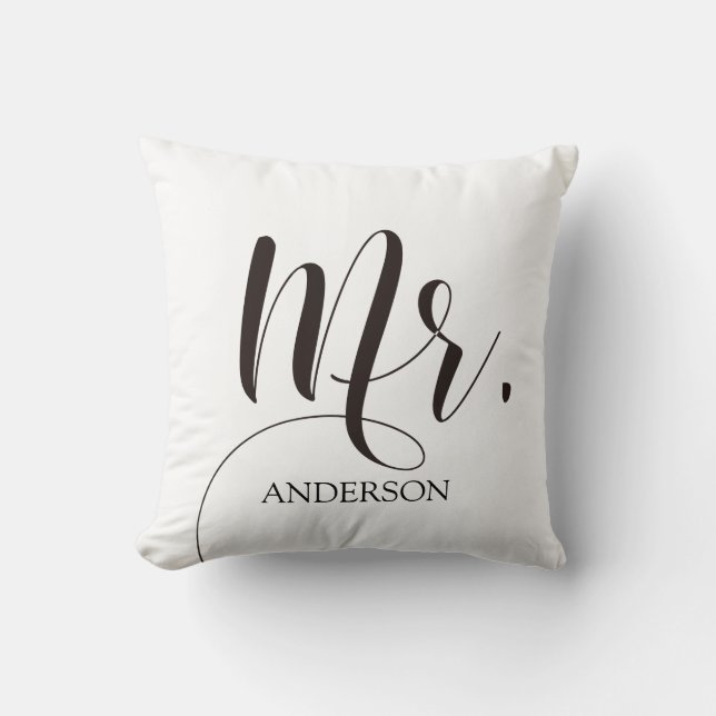 Mr.|Mr.& Mrs.| Calligraphy|Personlized Wedding Cushion (Front)