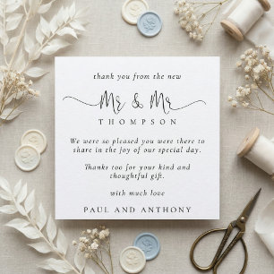 Mr Mr Stylish Script Wedding Thank You Card