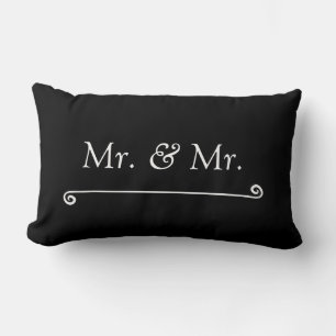 Mr. & Mr. White on Black Lumbar Cushion