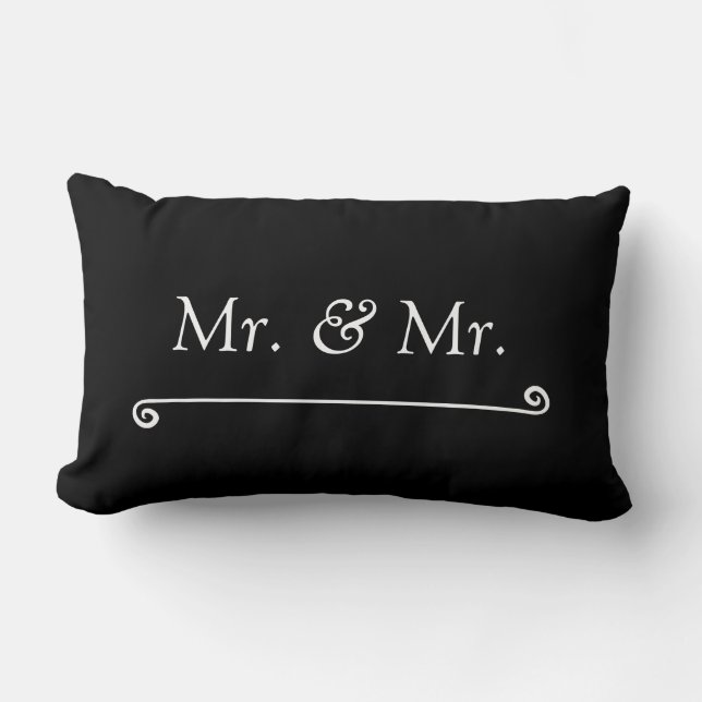 Mr. & Mr. White on Black Lumbar Cushion (Front)
