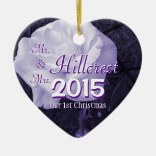 Mr. & Mrs. 2-sided 1st Christmas & Wedding Date Ceramic Tree Decoration