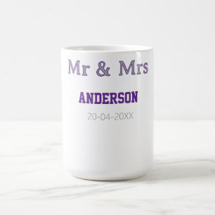 Mr & Mrs add family name date simple stylish moder Coffee Mug