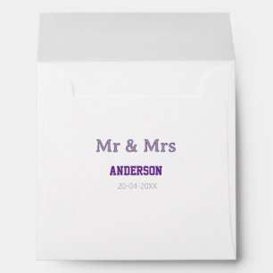 Mr & Mrs add family name date simple stylish moder Envelope