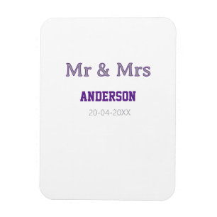 Mr & Mrs add family name date simple stylish moder Magnet