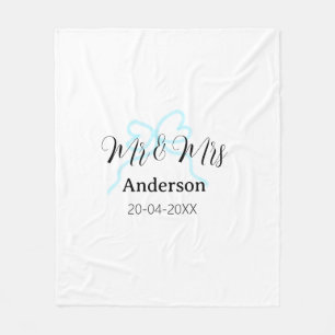 Mr & Mrs add family name date year wedding bow Fleece Blanket