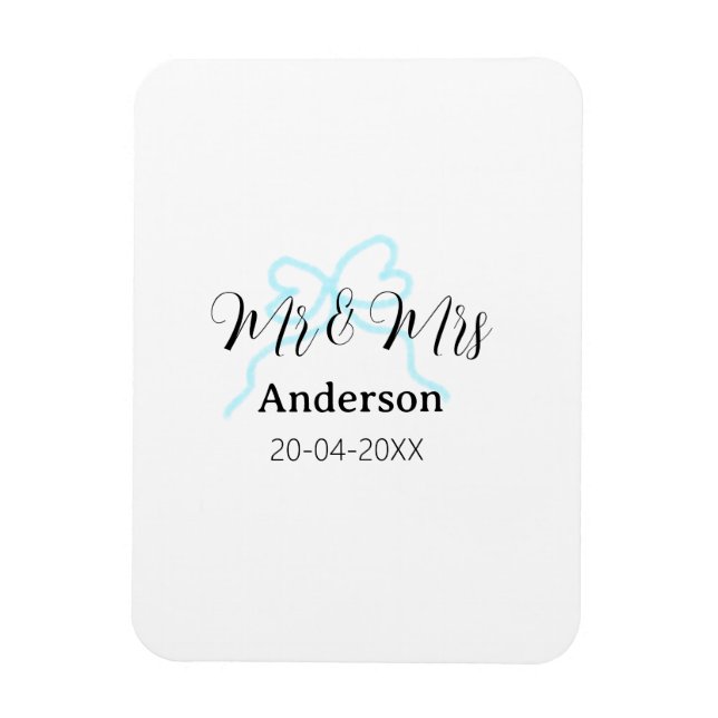 Mr & Mrs add family name date year wedding bow Magnet (Vertical)