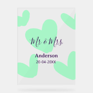 Mr & Mrs add family name date year wedding favor  Acrylic Sign