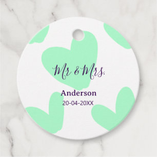 Mr & Mrs add family name date year wedding favor Favour Tags