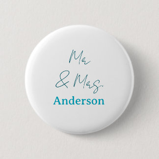 Mr & Mrs add family name date year wedding favor g 6 Cm Round Badge