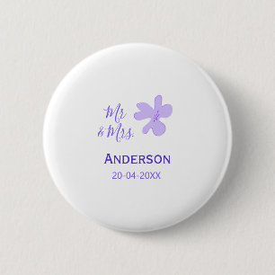 Mr & Mrs add family name date year wedding favor g 6 Cm Round Badge