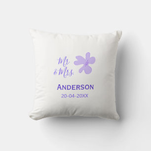 Mr & Mrs add family name date year wedding favor g Cushion