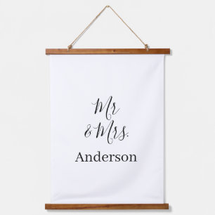 Mr & Mrs add family name date year wedding favor g Hanging Tapestry