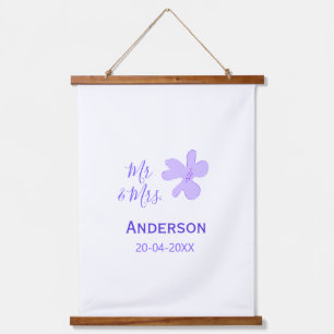 Mr & Mrs add family name date year wedding favor g Hanging Tapestry