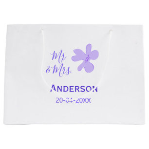 Mr & Mrs add family name date year wedding favor g Large Gift Bag