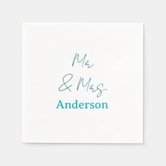 Mr & Mrs add family name date year wedding favor g Napkin