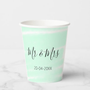 Mr & Mrs add family name date year wedding favor g Paper Cups