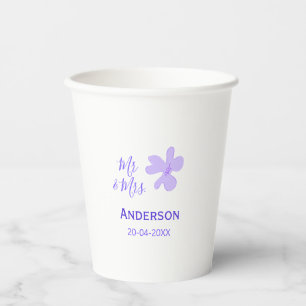 Mr & Mrs add family name date year wedding favor g Paper Cups