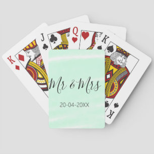 Mr & Mrs add family name date year wedding favor g Playing Cards