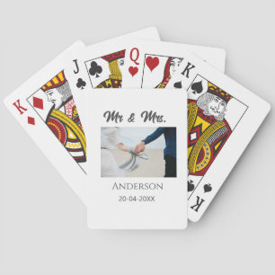 Mr & Mrs add family name date year wedding favor g Playing Cards
