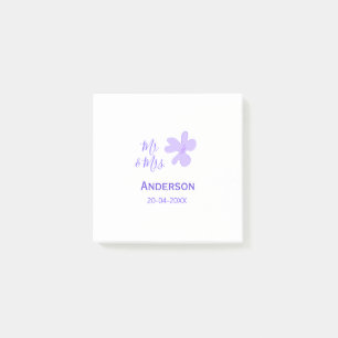 Mr & Mrs add family name date year wedding favor g Post-it Notes