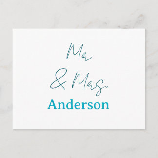 Mr & Mrs add family name date year wedding favor g Postcard