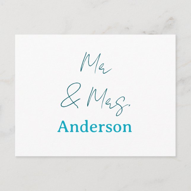 Mr & Mrs add family name date year wedding favor g Postcard (Front)