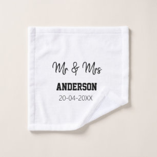 Mr & Mrs add family name date year wedding favor g Wash Cloth