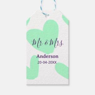 Mr & Mrs add family name date year wedding favor Gift Tags