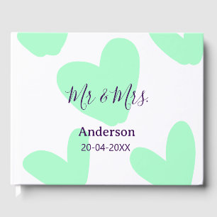 Mr & Mrs add family name date year wedding favor Guest Book