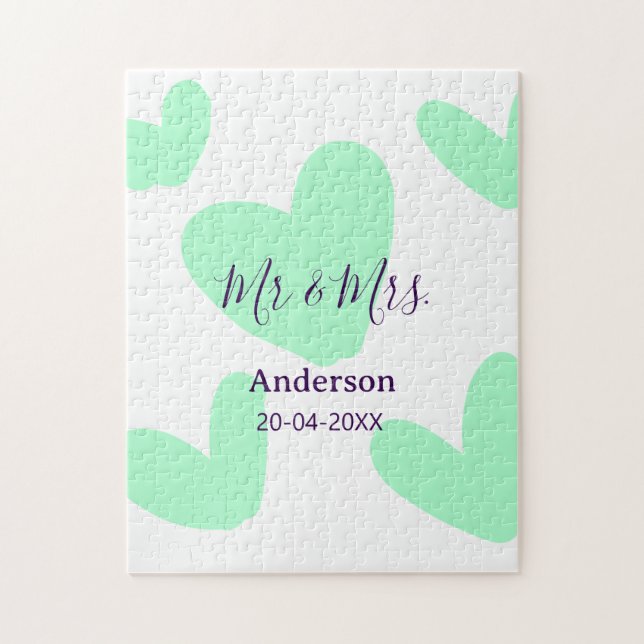 Mr & Mrs add family name date year wedding favor  Jigsaw Puzzle (Vertical)